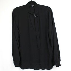 Who What Wear XXL Black Sheer Long Sleeve Blouse